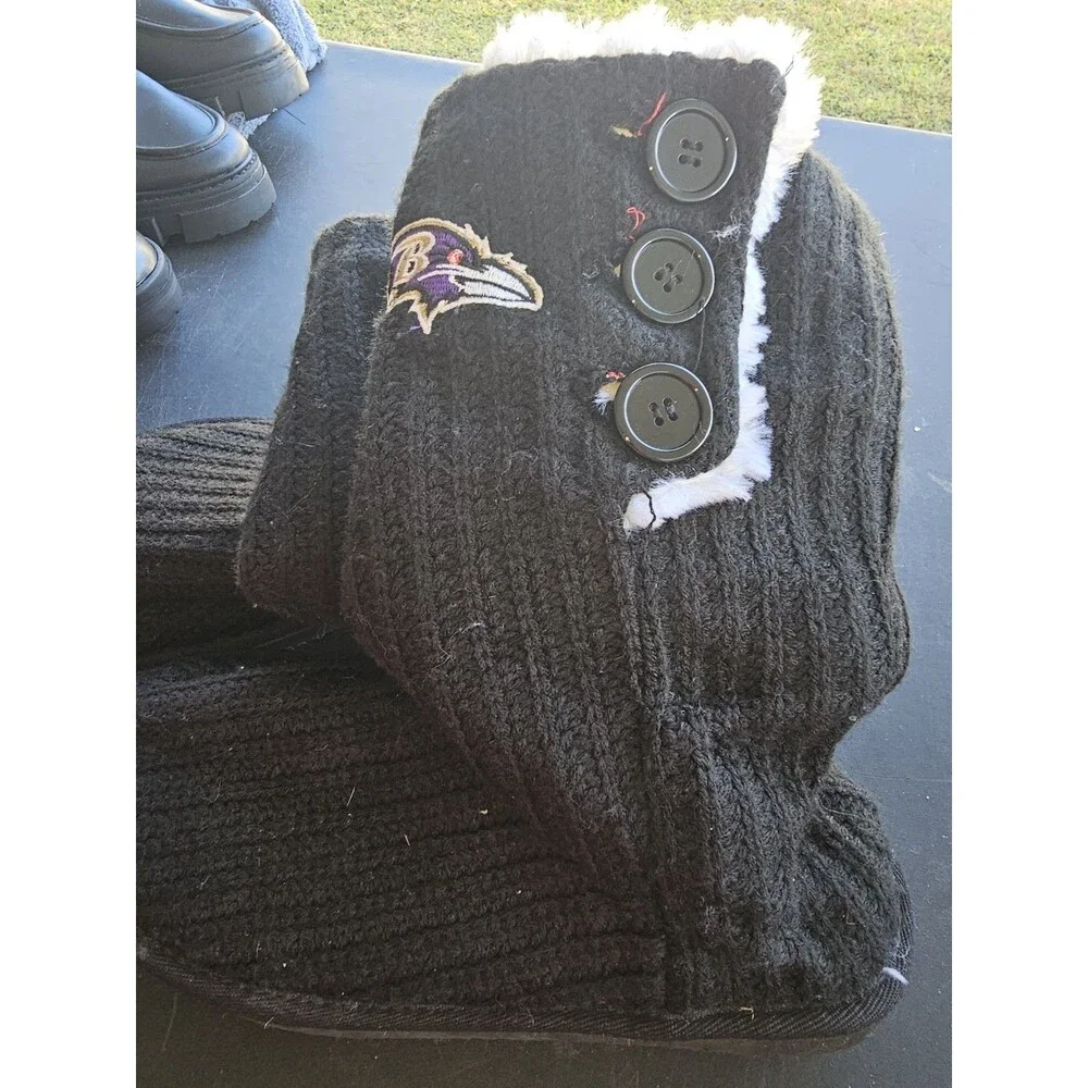 FOCO Baltimore Ravens Knit High End Button Boot Slippers Sz Xl
